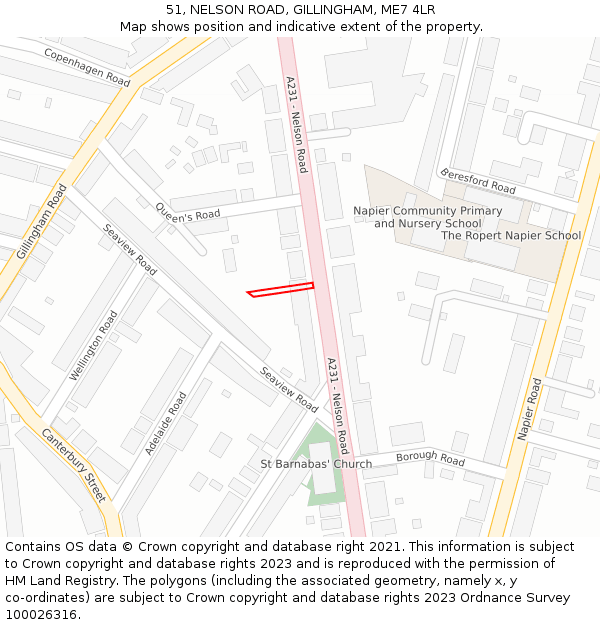 51, NELSON ROAD, GILLINGHAM, ME7 4LR: Location map and indicative extent of plot