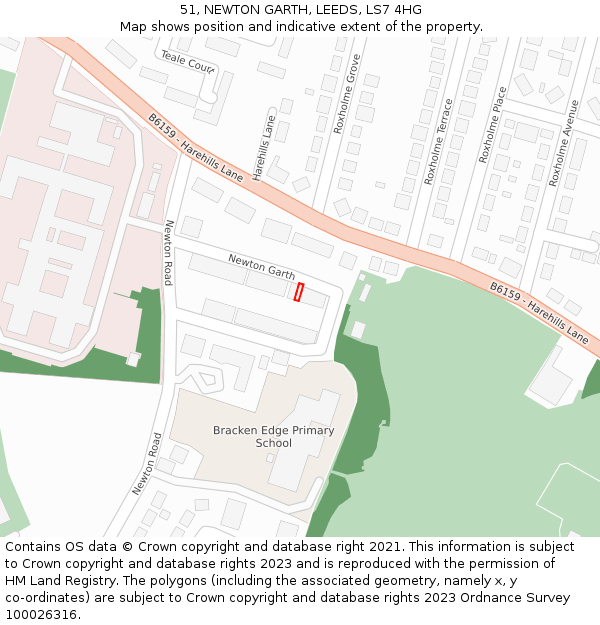 51, NEWTON GARTH, LEEDS, LS7 4HG: Location map and indicative extent of plot