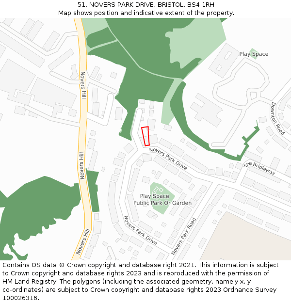 51, NOVERS PARK DRIVE, BRISTOL, BS4 1RH: Location map and indicative extent of plot