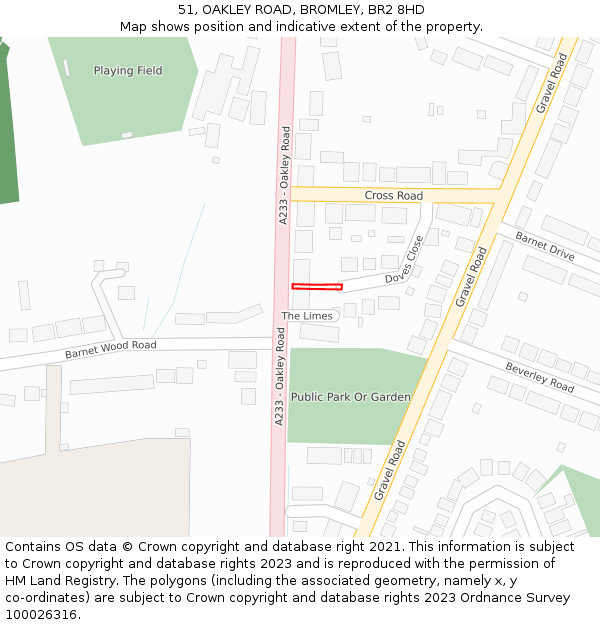 51, OAKLEY ROAD, BROMLEY, BR2 8HD: Location map and indicative extent of plot