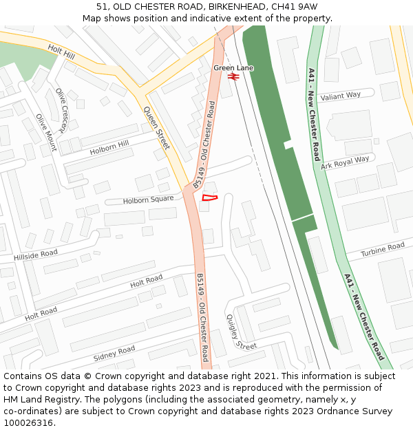 51, OLD CHESTER ROAD, BIRKENHEAD, CH41 9AW: Location map and indicative extent of plot