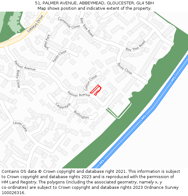 51, PALMER AVENUE, ABBEYMEAD, GLOUCESTER, GL4 5BH: Location map and indicative extent of plot