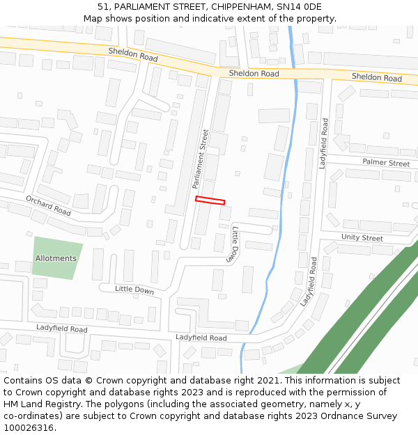 51, PARLIAMENT STREET, CHIPPENHAM, SN14 0DE: Location map and indicative extent of plot