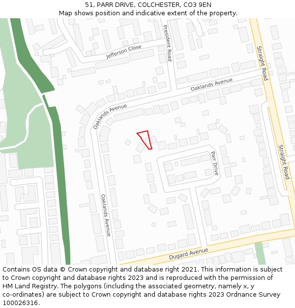 51, PARR DRIVE, COLCHESTER, CO3 9EN: Location map and indicative extent of plot