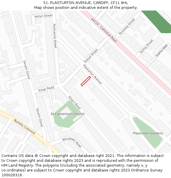 51, PLASTURTON AVENUE, CARDIFF, CF11 9HL: Location map and indicative extent of plot