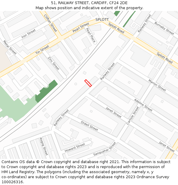 51, RAILWAY STREET, CARDIFF, CF24 2DE: Location map and indicative extent of plot