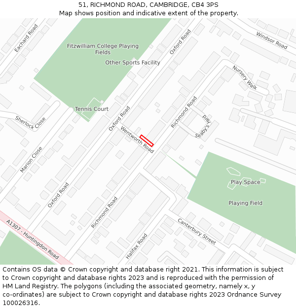 51, RICHMOND ROAD, CAMBRIDGE, CB4 3PS: Location map and indicative extent of plot