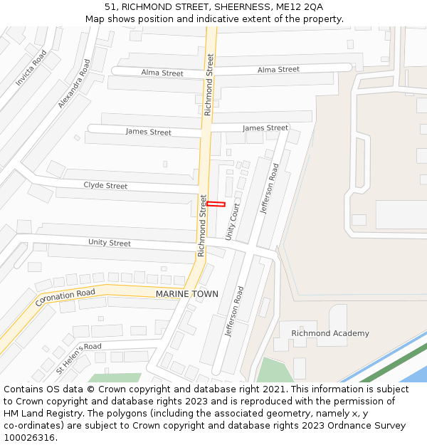 51, RICHMOND STREET, SHEERNESS, ME12 2QA: Location map and indicative extent of plot