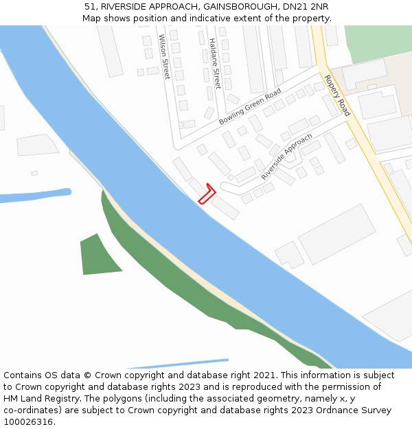 51, RIVERSIDE APPROACH, GAINSBOROUGH, DN21 2NR: Location map and indicative extent of plot