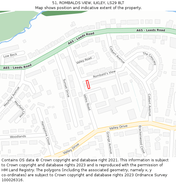 51, ROMBALDS VIEW, ILKLEY, LS29 8LT: Location map and indicative extent of plot