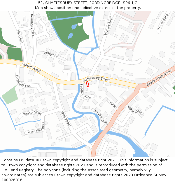 51, SHAFTESBURY STREET, FORDINGBRIDGE, SP6 1JG: Location map and indicative extent of plot