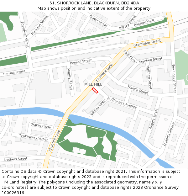 51, SHORROCK LANE, BLACKBURN, BB2 4DA: Location map and indicative extent of plot