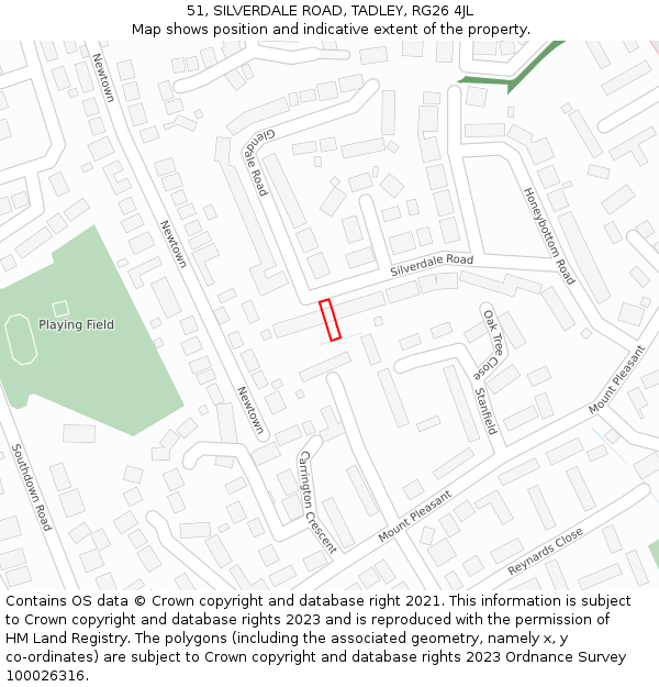 51, SILVERDALE ROAD, TADLEY, RG26 4JL: Location map and indicative extent of plot