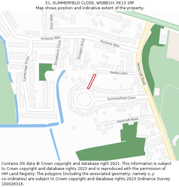 51, SUMMERFIELD CLOSE, WISBECH, PE13 1RP: Location map and indicative extent of plot