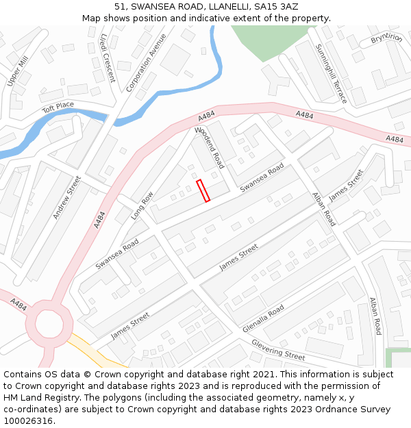 51, SWANSEA ROAD, LLANELLI, SA15 3AZ: Location map and indicative extent of plot