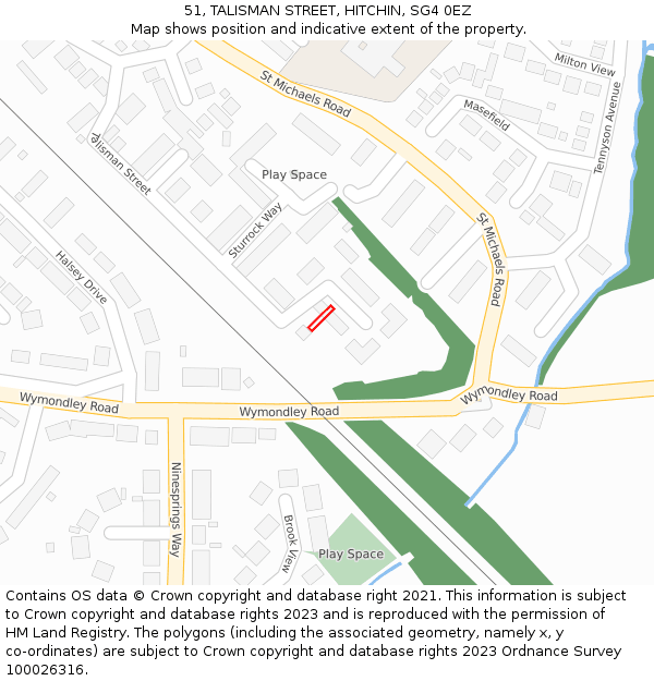 51, TALISMAN STREET, HITCHIN, SG4 0EZ: Location map and indicative extent of plot