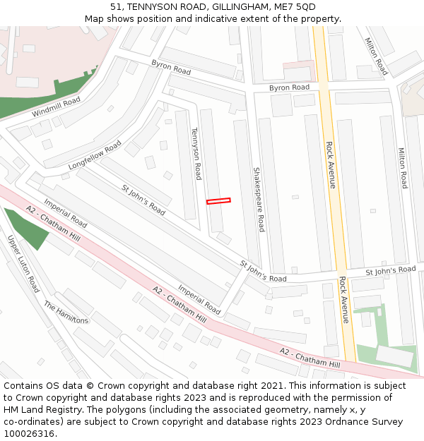 51, TENNYSON ROAD, GILLINGHAM, ME7 5QD: Location map and indicative extent of plot