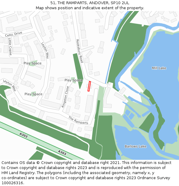 51, THE RAMPARTS, ANDOVER, SP10 2UL: Location map and indicative extent of plot