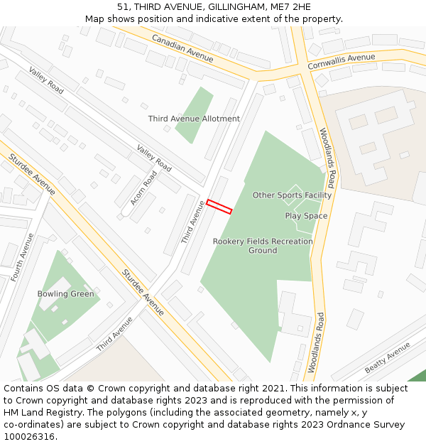 51, THIRD AVENUE, GILLINGHAM, ME7 2HE: Location map and indicative extent of plot