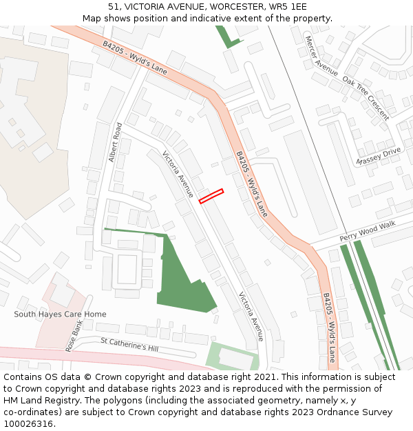 51, VICTORIA AVENUE, WORCESTER, WR5 1EE: Location map and indicative extent of plot