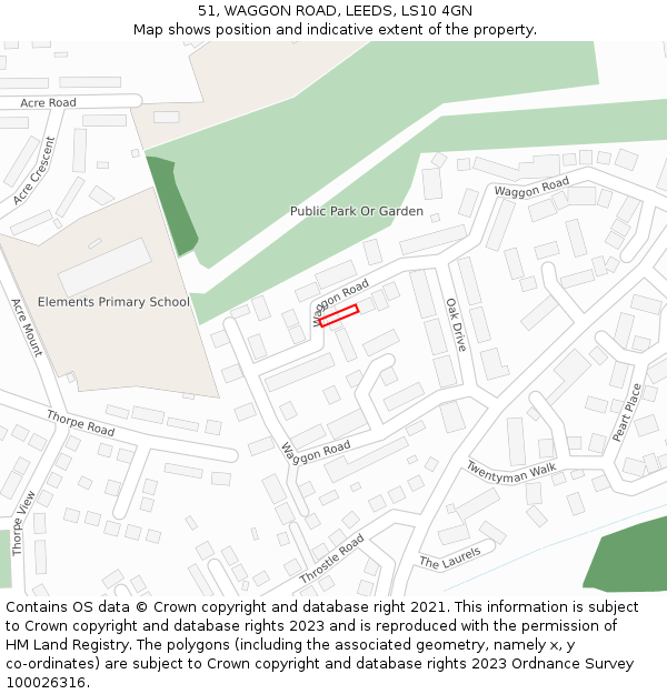 51, WAGGON ROAD, LEEDS, LS10 4GN: Location map and indicative extent of plot