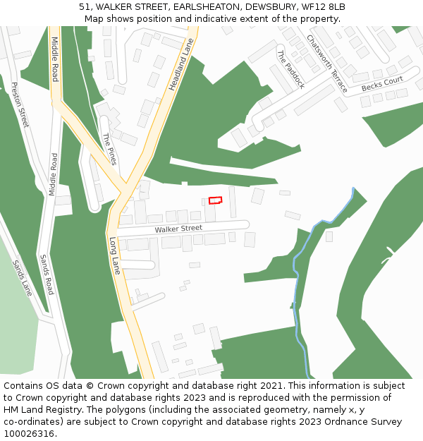 51, WALKER STREET, EARLSHEATON, DEWSBURY, WF12 8LB: Location map and indicative extent of plot
