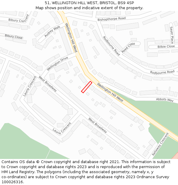 51, WELLINGTON HILL WEST, BRISTOL, BS9 4SP: Location map and indicative extent of plot