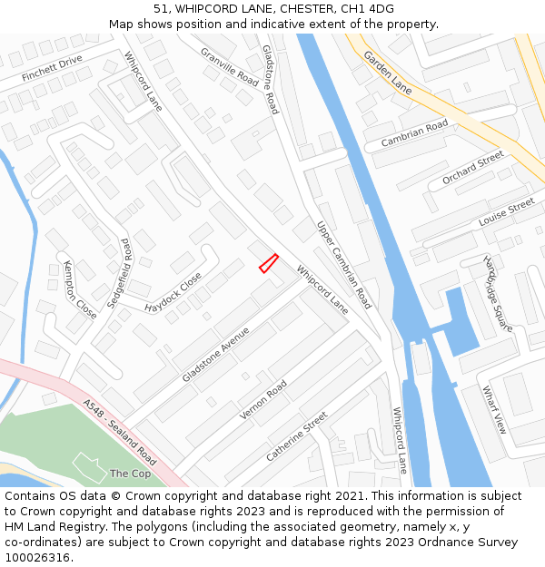 51, WHIPCORD LANE, CHESTER, CH1 4DG: Location map and indicative extent of plot