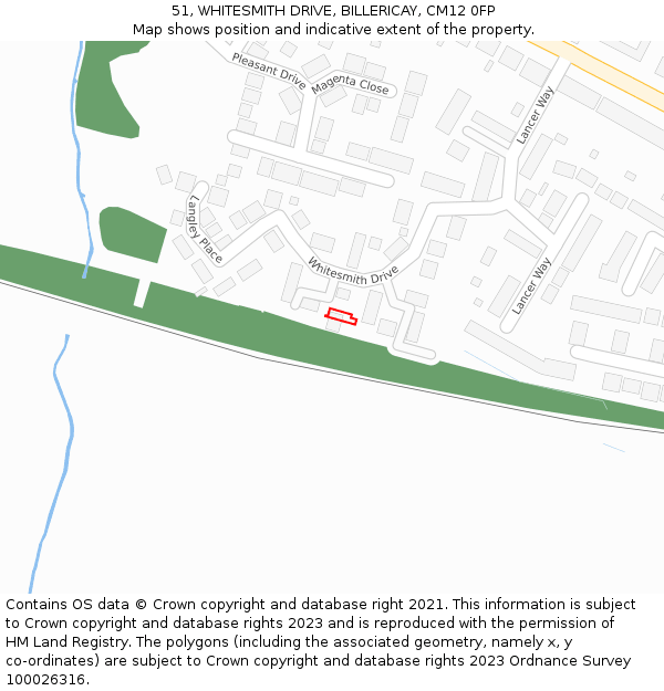 51, WHITESMITH DRIVE, BILLERICAY, CM12 0FP: Location map and indicative extent of plot