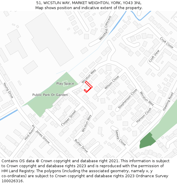 51, WICSTUN WAY, MARKET WEIGHTON, YORK, YO43 3NL: Location map and indicative extent of plot