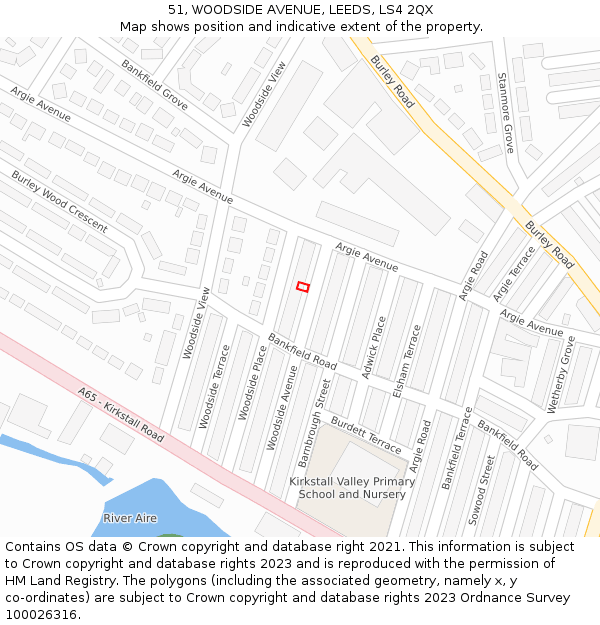 51, WOODSIDE AVENUE, LEEDS, LS4 2QX: Location map and indicative extent of plot