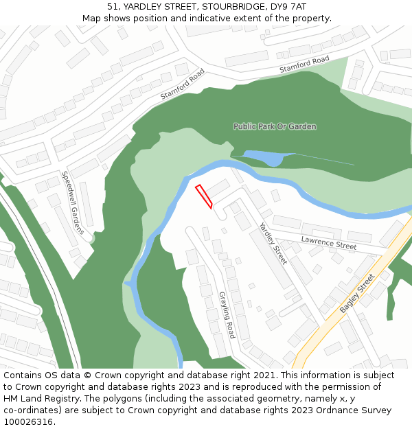 51, YARDLEY STREET, STOURBRIDGE, DY9 7AT: Location map and indicative extent of plot