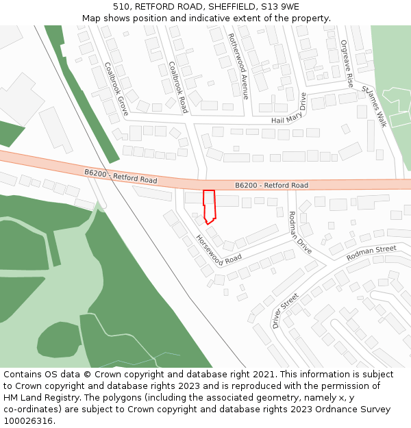 510, RETFORD ROAD, SHEFFIELD, S13 9WE: Location map and indicative extent of plot