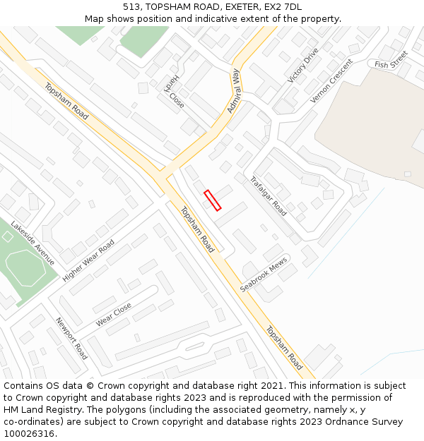 513, TOPSHAM ROAD, EXETER, EX2 7DL: Location map and indicative extent of plot