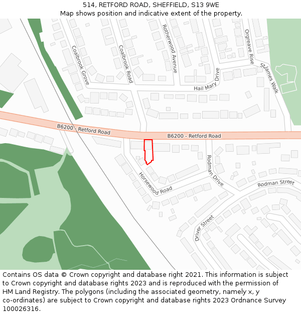514, RETFORD ROAD, SHEFFIELD, S13 9WE: Location map and indicative extent of plot