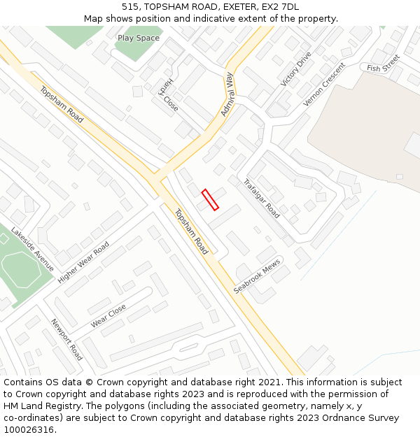515, TOPSHAM ROAD, EXETER, EX2 7DL: Location map and indicative extent of plot