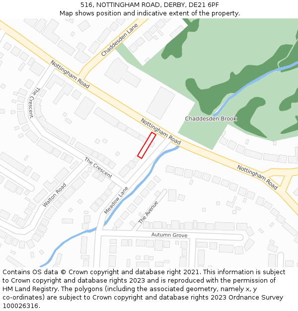 516, NOTTINGHAM ROAD, DERBY, DE21 6PF: Location map and indicative extent of plot