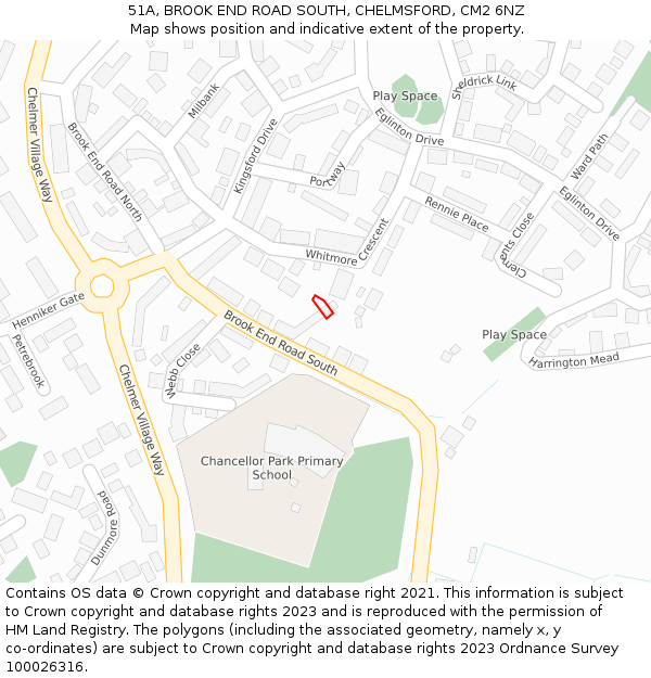 51A, BROOK END ROAD SOUTH, CHELMSFORD, CM2 6NZ: Location map and indicative extent of plot