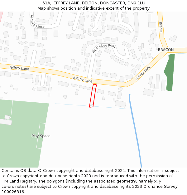51A, JEFFREY LANE, BELTON, DONCASTER, DN9 1LU: Location map and indicative extent of plot