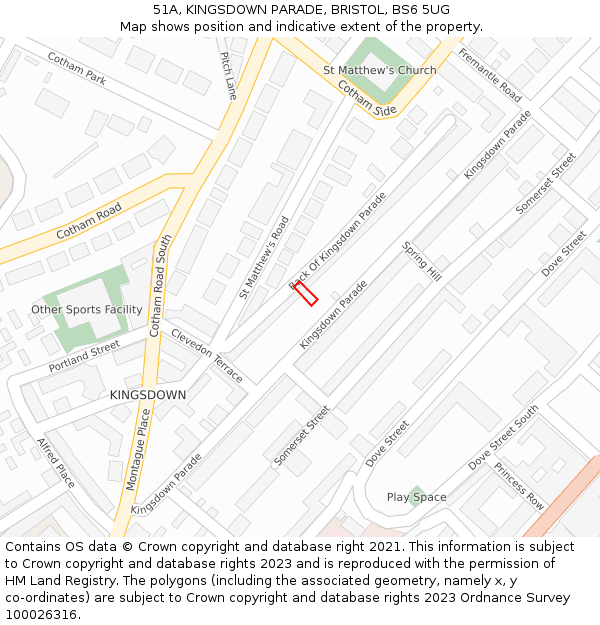 51A, KINGSDOWN PARADE, BRISTOL, BS6 5UG: Location map and indicative extent of plot