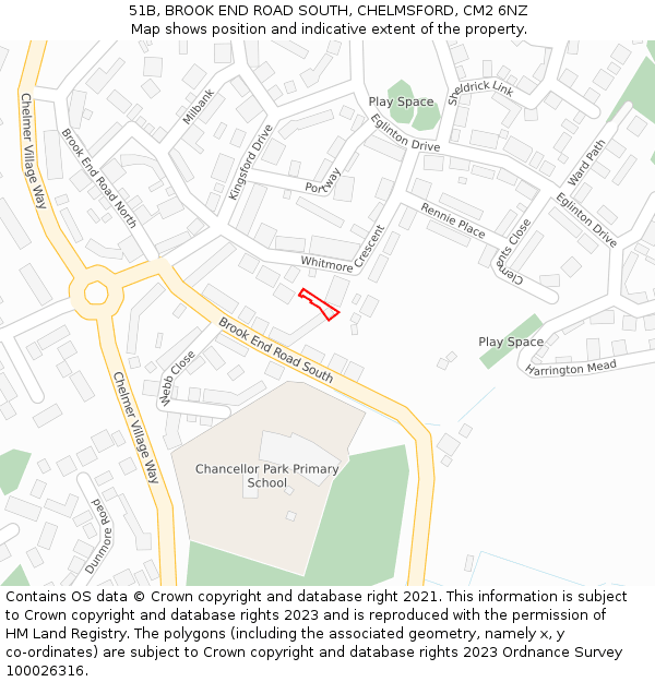 51B, BROOK END ROAD SOUTH, CHELMSFORD, CM2 6NZ: Location map and indicative extent of plot