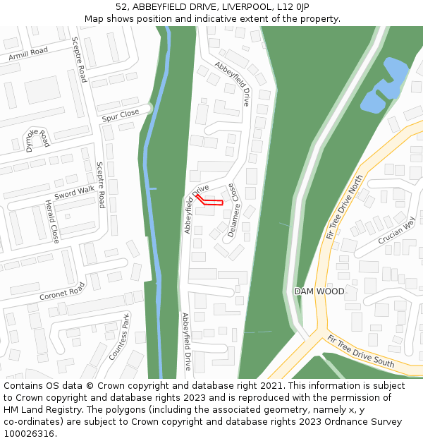 52, ABBEYFIELD DRIVE, LIVERPOOL, L12 0JP: Location map and indicative extent of plot