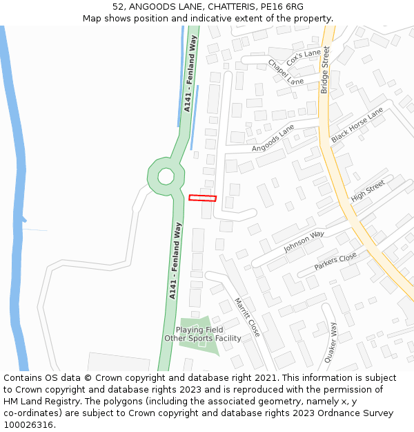 52, ANGOODS LANE, CHATTERIS, PE16 6RG: Location map and indicative extent of plot