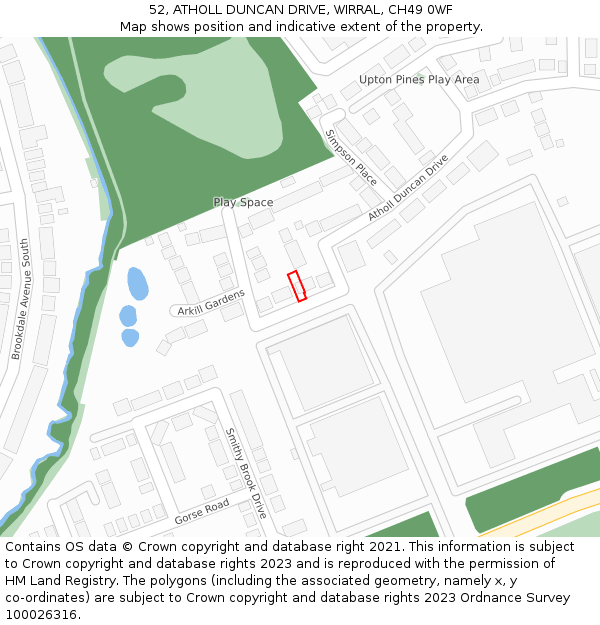52, ATHOLL DUNCAN DRIVE, WIRRAL, CH49 0WF: Location map and indicative extent of plot