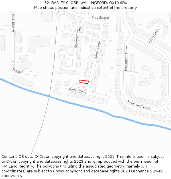 52, BARLEY CLOSE, WALLINGFORD, OX10 9BX: Location map and indicative extent of plot