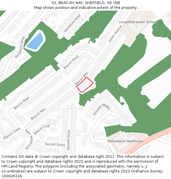 52, BEACON WAY, SHEFFIELD, S9 1EB: Location map and indicative extent of plot