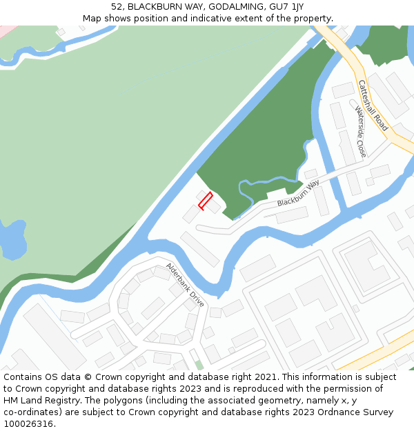 52, BLACKBURN WAY, GODALMING, GU7 1JY: Location map and indicative extent of plot