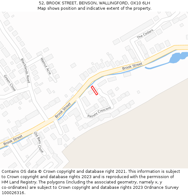52, BROOK STREET, BENSON, WALLINGFORD, OX10 6LH: Location map and indicative extent of plot