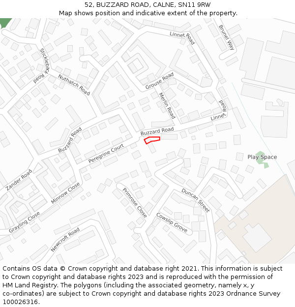52, BUZZARD ROAD, CALNE, SN11 9RW: Location map and indicative extent of plot