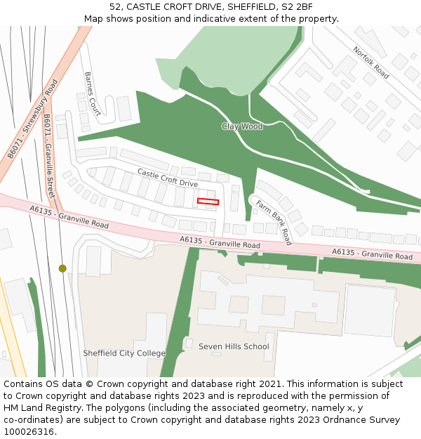 52, CASTLE CROFT DRIVE, SHEFFIELD, S2 2BF: Location map and indicative extent of plot